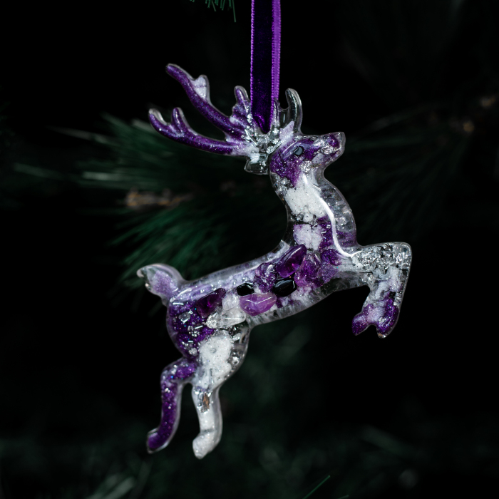 Set of Christmas tree toys with amethyst "New Year's" collection "Stories" 3 pcs